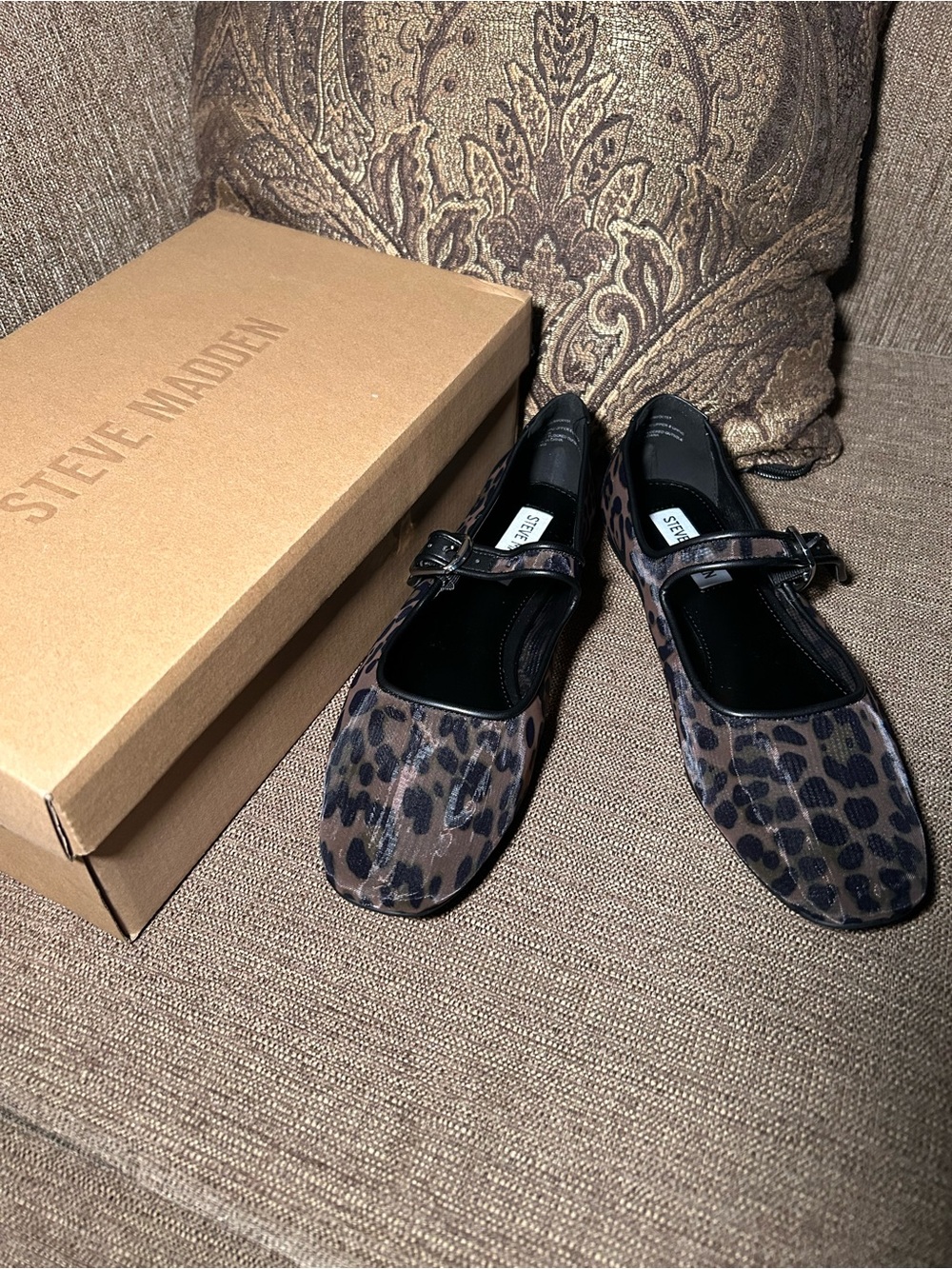 Steve Madden Brown and Black Leopard Mary Jane Flats